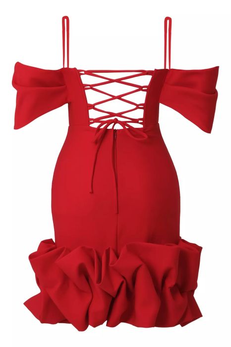 Червена рокля тип корсет